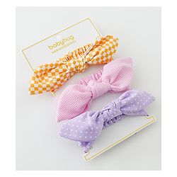 Babyhug Free Size Headbands With Bow Applique Pack of 3 - Pink Purple & Yellow