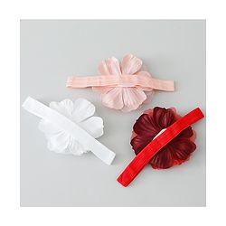 Babyhug Free Size Headbands With Floral Applique Pack of 3 - Pink White & Red
