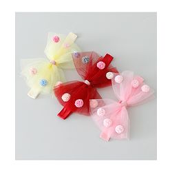 Babyhug Bow Applique Headbands Pack of 3 - Pink Yellow & Red