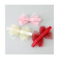 Babyhug Bow Applique Headbands Pack of 3 - Pink Yellow & Red
