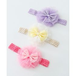 Babyhug Free Size Headbands With Bow Applique Pack of 3 - Multicolour