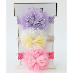 Babyhug Free Size Headbands With Bow Applique Pack of 3 - Multicolour