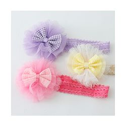 Babyhug Free Size Headbands With Bow Applique Pack of 3 - Multicolour