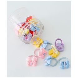 Babyhug Free Size Rubber Bands Set with Bow Applique Pack of 20 - Multicolor
