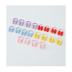 Babyhug Free Size Rubber Bands Set with Bow Applique Pack of 20 - Multicolor