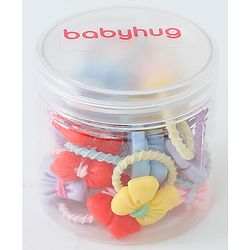 Babyhug Free Size Rubber Bands Set with Bow Applique Pack of 20 - Multicolor
