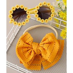 Babyhug Free Size Headbands With Bow Applique & Sunglasses  - Yellow