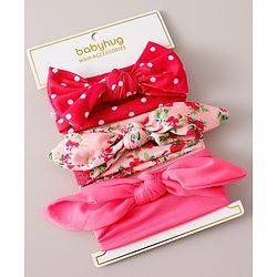 Babyhug Free Size Headbands With Bow Applique Pack of 3 - Multicolour