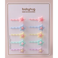 Babyhug Free Size Hair Pins with Star Applique Pack of 10 - Multicolor