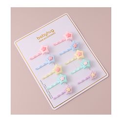 Babyhug Free Size Hair Pins with Star Applique Pack of 10 - Multicolor