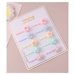 Babyhug Free Size Hair Pins with Star Applique Pack of 10 - Multicolor