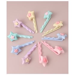 Babyhug Free Size Hair Pins with Star Applique Pack of 10 - Multicolor