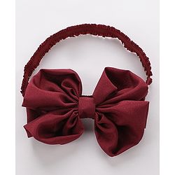 Babyhug Free Size Headbands With Bow Applique Pack of 3 - Pink & Maroon