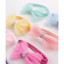 Babyhug Free Size Hairbands With Bow Applique Pack of 7 - Multicolor