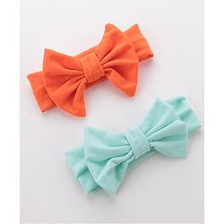 Babyhug Free Size Headbands With Bow Applique Pack of 2 - Blue & Orange