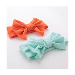 Babyhug Free Size Headbands With Bow Applique Pack of 2 - Blue & Orange