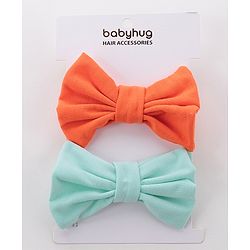 Babyhug Free Size Headbands With Bow Applique Pack of 2 - Blue & Orange