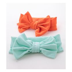 Babyhug Free Size Headbands With Bow Applique Pack of 2 - Blue & Orange