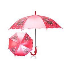 Babyhug Free size Umbrella With Teddy Bear Print - Dark Pink