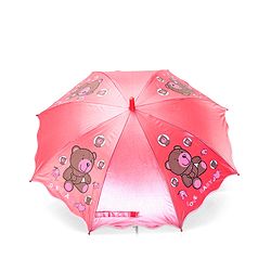 Babyhug Free size Umbrella With Teddy Bear Print - Dark Pink