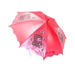 Babyhug Free size Umbrella With Teddy Bear Print - Dark Pink