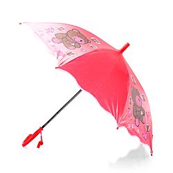 Babyhug Free size Umbrella With Teddy Bear Print - Dark Pink