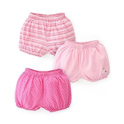 Babyhug 100% Cotton Bloomer Polka Dot Print Pack of 3 -Pink