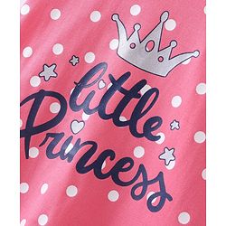 Babyhug Single Jersey Knit Half Sleeves Polka Dots & Text Printed Nighty - Pink