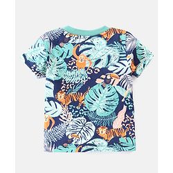 Babyhug Cotton Knit Half Sleeves Tropical Printed Night Suit - Multicolour