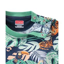 Babyhug Cotton Knit Half Sleeves Tropical Printed Night Suit - Multicolour