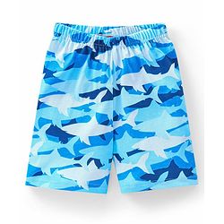 Babyhug Cotton Knit Half Sleeves Sharks Printed Night Suit - Blue