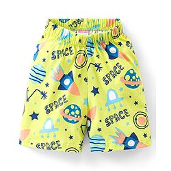 Babyhug Cotton Half Sleeves Night Suit Space Print - Green
