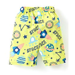 Babyhug Cotton Half Sleeves Night Suit Space Print - Green