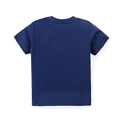 Babyhug Cotton Knit Half Sleeves Night Suit With Text & Stars Print - Navy