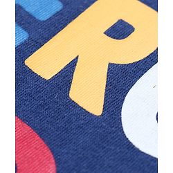 Babyhug Cotton Knit Half Sleeves Night Suit With Text & Stars Print - Navy