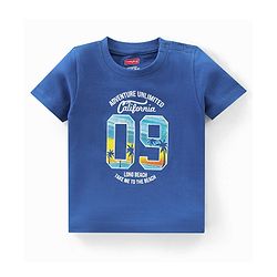 Babyhug Cotton Knit Half Sleeves Night Suit Palm Print - Navy Blue