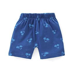 Babyhug Cotton Knit Half Sleeves Night Suit Palm Print - Navy Blue
