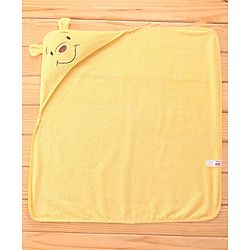 Babyhug Disney Cotton Towel With Winnie the Pooh Hood L 74 x B 74 cm - Yellow
