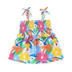 Babyhug Single Jersey Knit Sleeveless Top & Denim Jeans Set Floral Print - Multicolor & Blue
