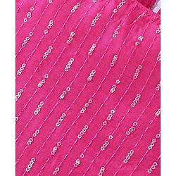 Babyhug Net Sleeveless Embroidered Ethnic Dress with Sequins - Fuschia