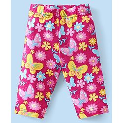 Babyhug Cotton  Lycra Three Fourth Leggings with Butterfly & Polka Dot Print Pack of 3 - Multicolor