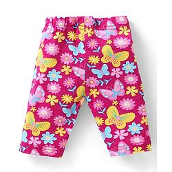Babyhug Cotton  Lycra Three Fourth Leggings with Butterfly & Polka Dot Print Pack of 3 - Multicolor