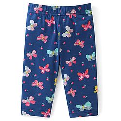 Babyhug Cotton Knit Three Fourth Length Butterfly & Polka Dots Printed Leggings Pack of 3 - Multicolour