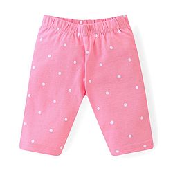 Babyhug Cotton  Lycra Knit Three Fourth Leggings with Polka Dot & Heart Print Pack of 3 - Multicolour