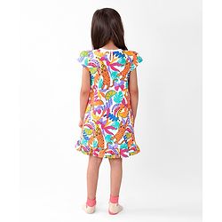 Babyhug Single Jersey Knit Cap Sleeves Nighty Jungle Safari Theme - Multicolor