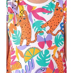 Babyhug Single Jersey Knit Cap Sleeves Nighty Jungle Safari Theme - Multicolor