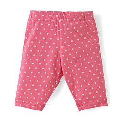 Babyhug Cotton  Lycra Three Fourth Leggings with Floral & Polka Dot Print Pack of 3 - Multicolor