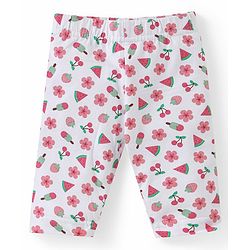 Babyhug Cotton  Lycra Three Fourth Leggings with Floral & Polka Dot Print Pack of 3 - Multicolor
