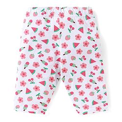 Babyhug Cotton  Lycra Three Fourth Leggings with Floral & Polka Dot Print Pack of 3 - Multicolor