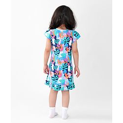 Babyhug Cotton Knit Cap Sleeve Nighty With Tropical Theme-Multicolor